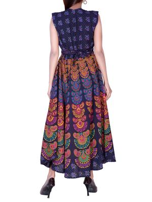 purple cotton flared kurta - 15081355 - Standard Image - 3