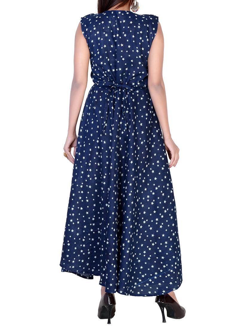 blue rayon a-line kurta - 15081877 - Zoom Image - 3