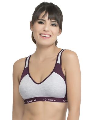 set of 3 grey solid hosery sports bra - 15082364 - Standard Image - 6