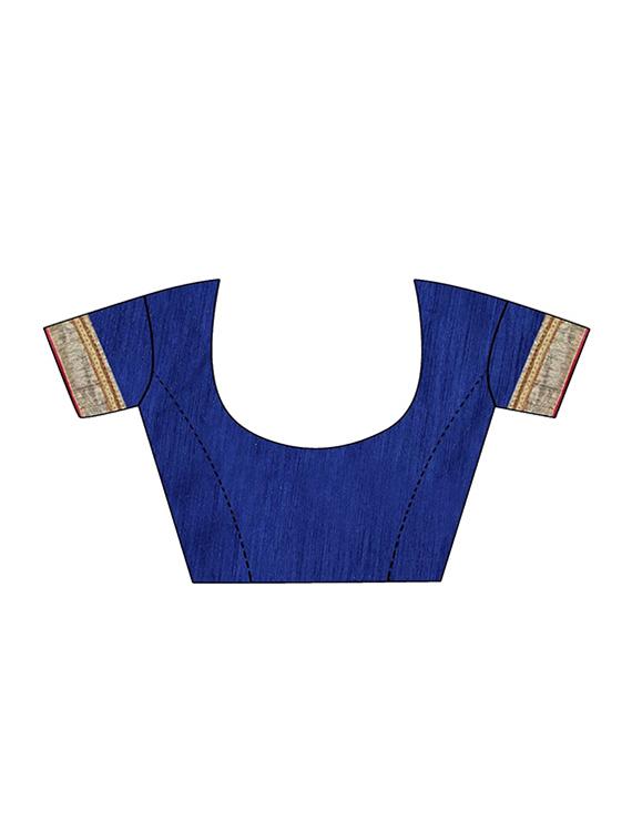 blue banarasi silk saree with blouse - 15084026 - Zoom Image - 3