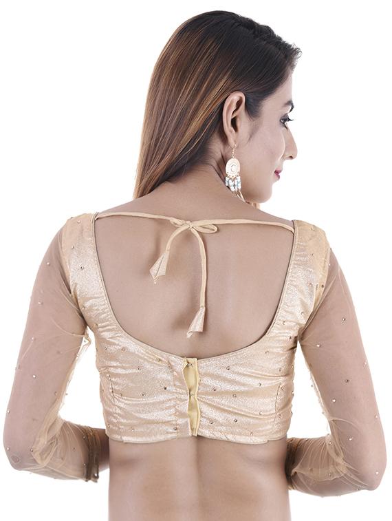 gold silk embroidered blouse - 15084760 - Zoom Image - 3