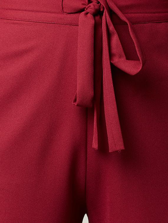 Maroon solid wide leg trouser - 15086025 - Zoom Image - 6