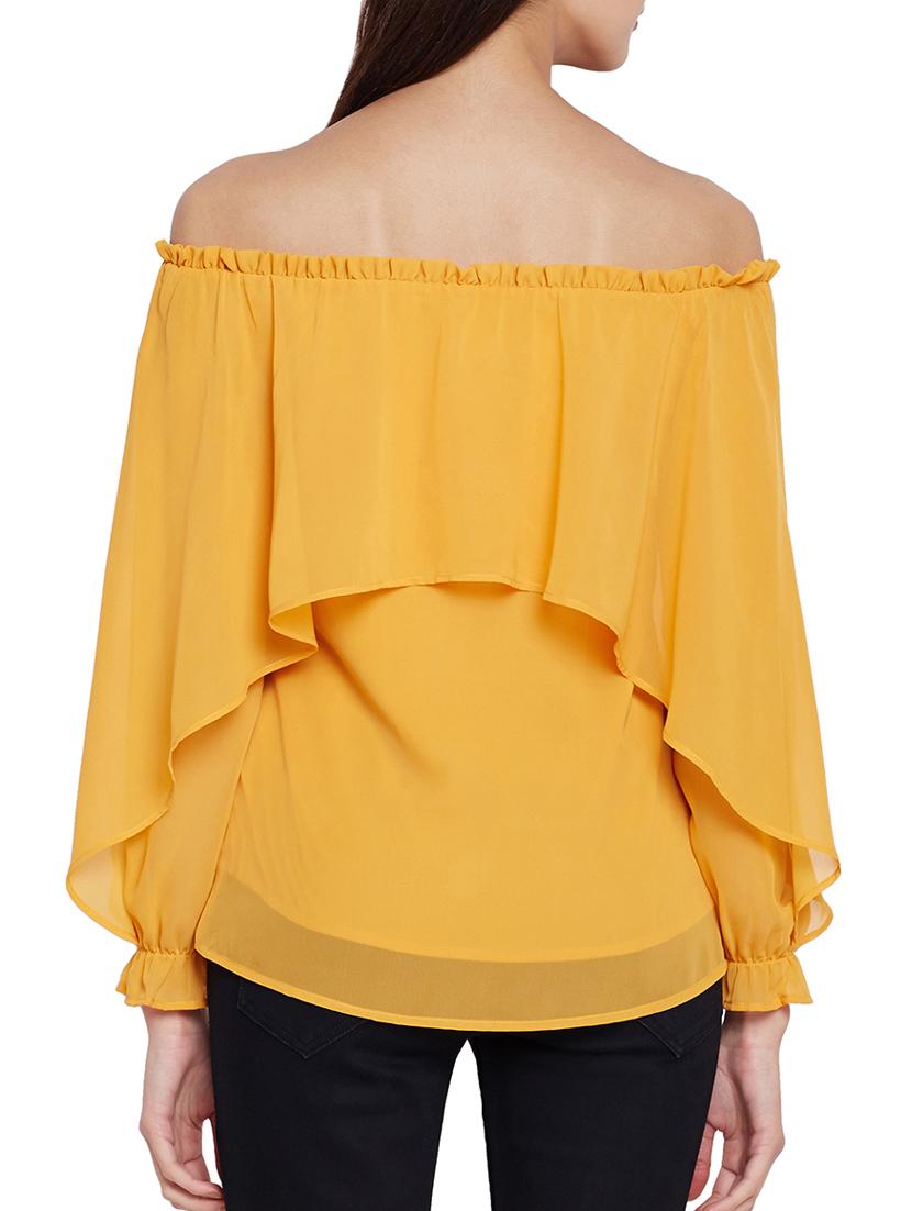 frilled off shoulder overlay top - 15091032 - Zoom Image - 3