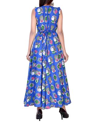blue cotton flared kurta - 15091235 - Standard Image - 3