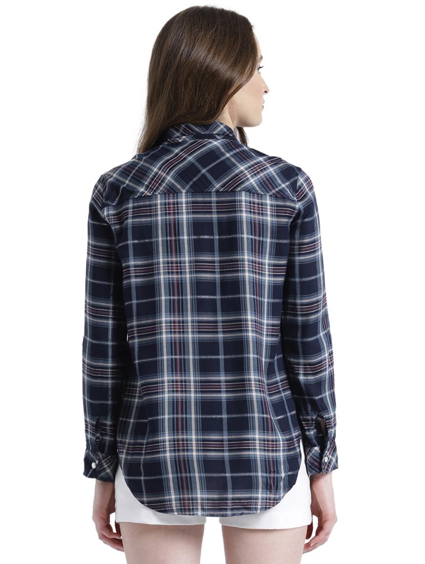 navy blue cotton asymmetric shirt - 15092605 - Zoom Image - 3
