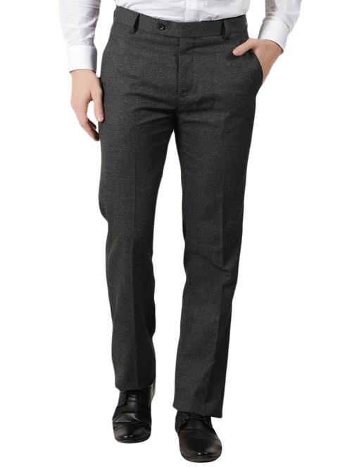 grey polyester blend flat front formal trouser - 15097502 - Standard Image - 1