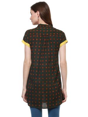 green cotton printed tunic - 15098106 - Standard Image - 3