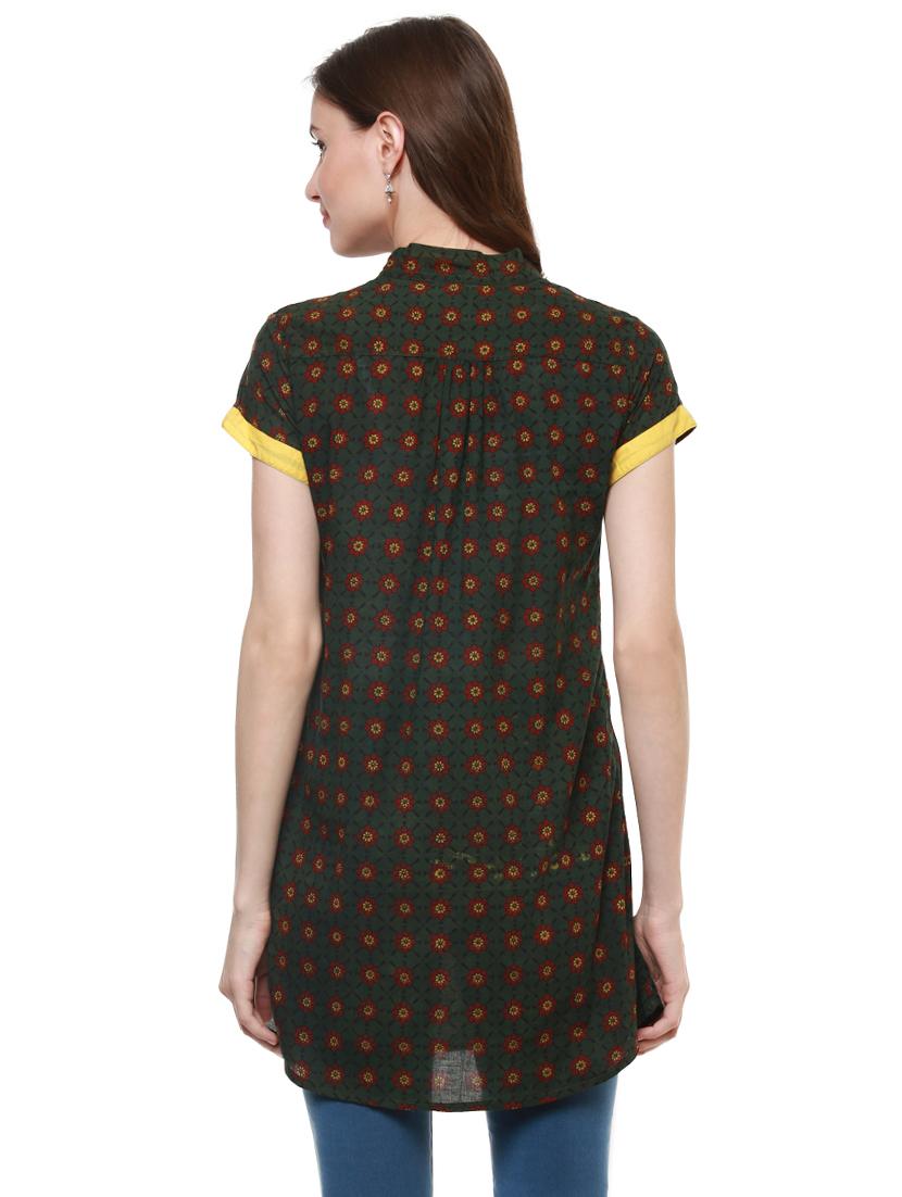 green cotton printed tunic - 15098106 - Zoom Image - 3