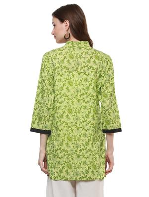 green cotton aline kurti - 15098124 - Standard Image - 3
