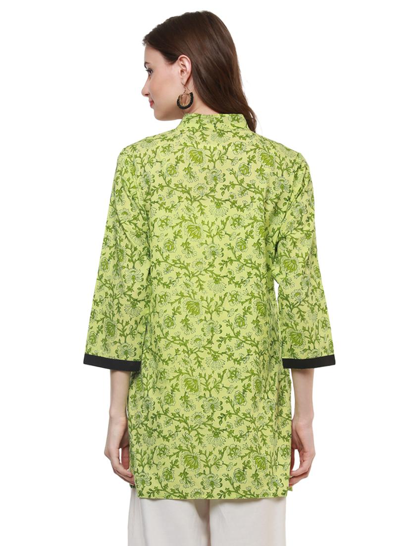 green cotton aline kurti - 15098124 - Zoom Image - 3