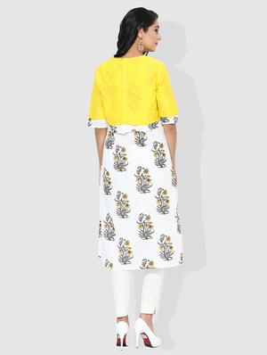 yellow cotton aline kurta - 15101230 - Standard Image - 3
