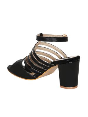 black faux leather ankle strap sandals - 15101567 - Standard Image - 3