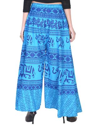 blue cotton palazzos - 15102410 - Standard Image - 3