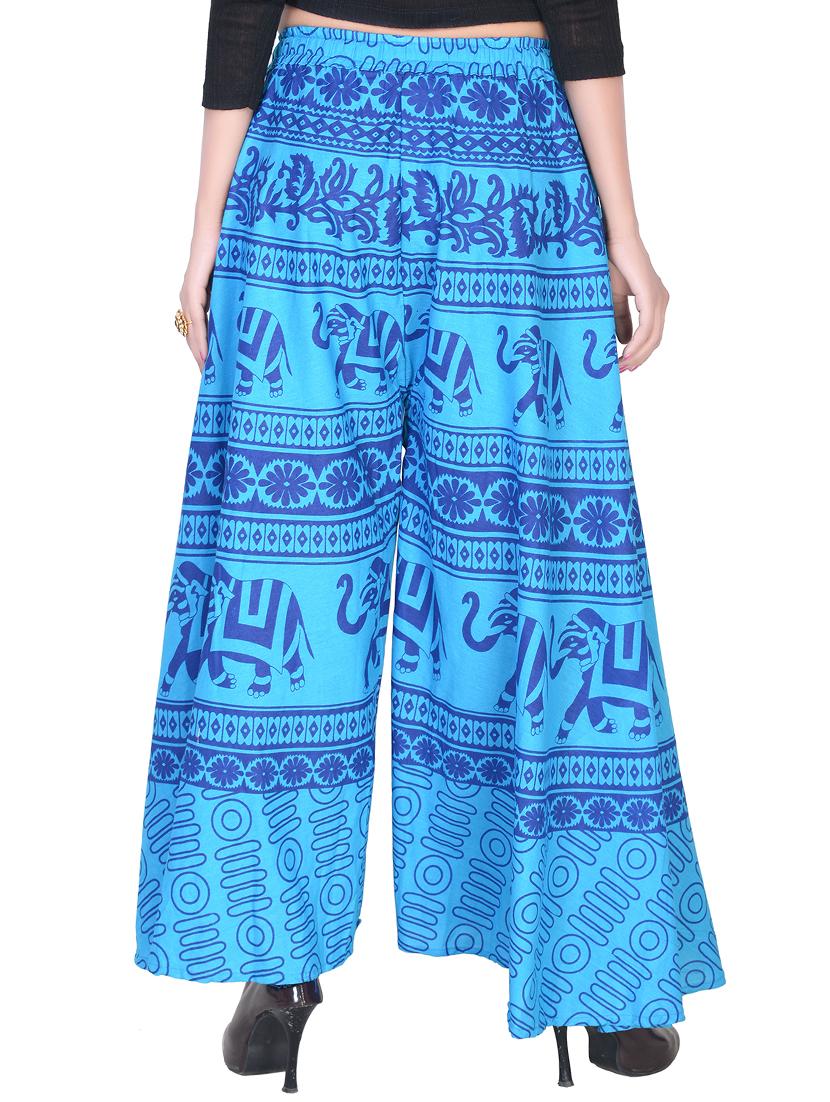 blue cotton palazzos - 15102410 - Zoom Image - 3