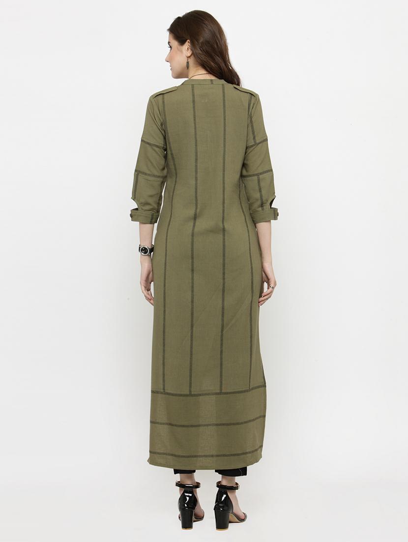 self-design high low kurta - 15104147 - Zoom Image - 3