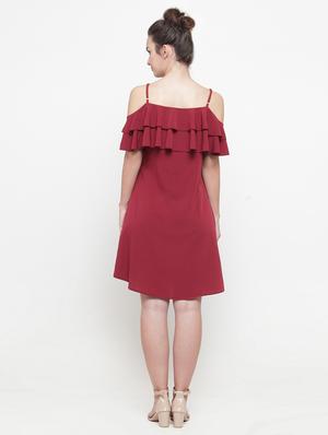 cold shoulder ruffle dress - 15104957 - Standard Image - 3