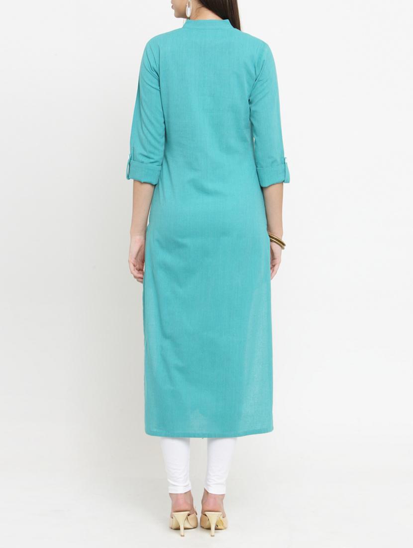 solid straight kurta - 15105140 - Zoom Image - 3