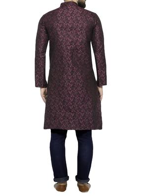 purple silk blend pocket kurta - 15105519 - Standard Image - 3