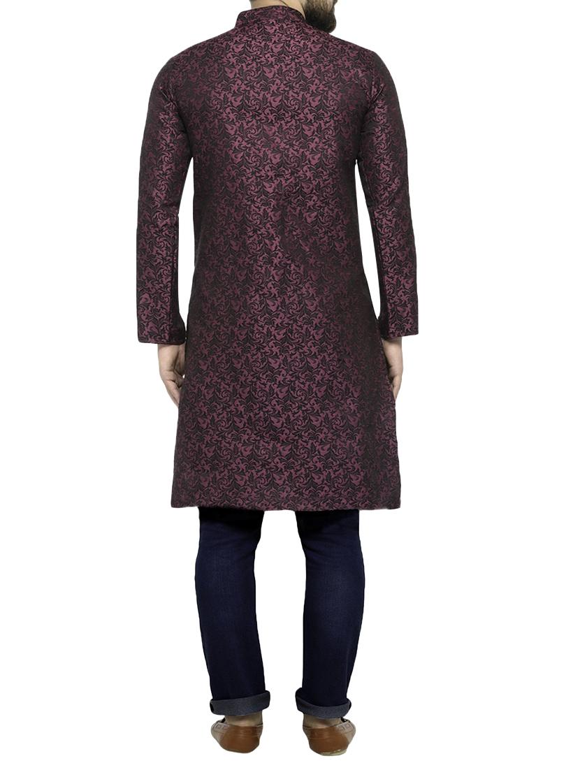 purple silk blend pocket kurta - 15105519 - Zoom Image - 3