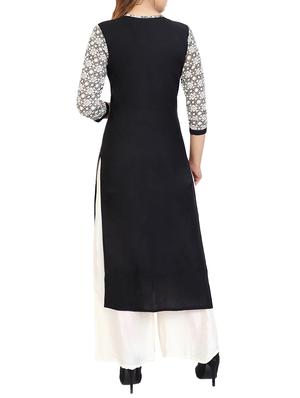 black cotton straight kurta - 15106247 - Standard Image - 3