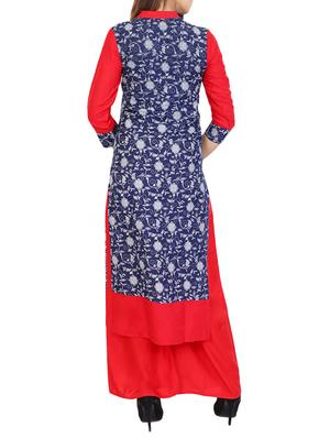 red cotton straight kurta - 15106251 - Standard Image - 3