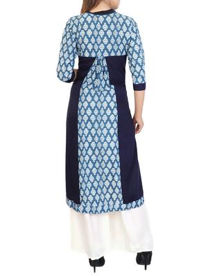 blue cotton a-line kurta - 15106252 - Standard Image - 3
