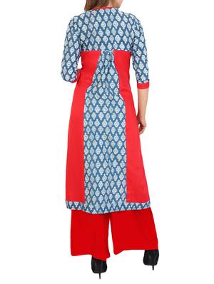 red cotton a-line kurta - 15106253 - Standard Image - 3