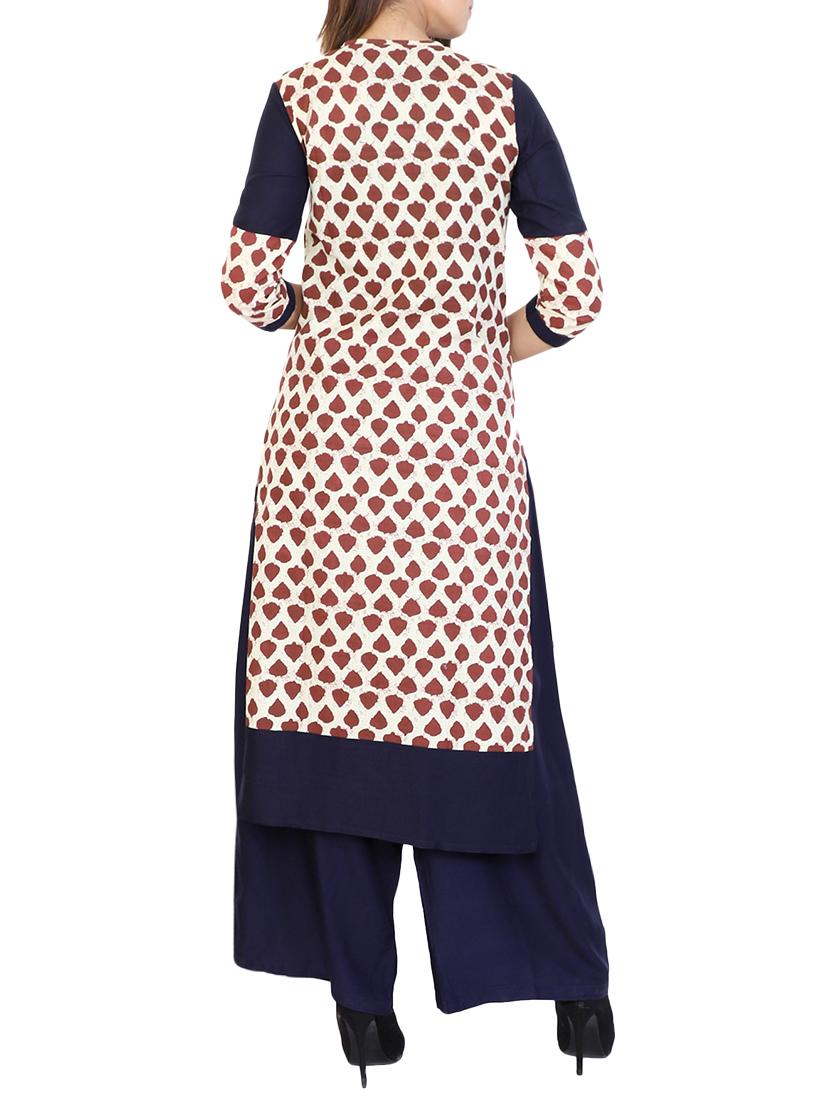 Brown cotton straight kurta - 15106258 - Zoom Image - 3