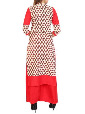 red cotton straight kurta - 15106259 - Standard Image - 3