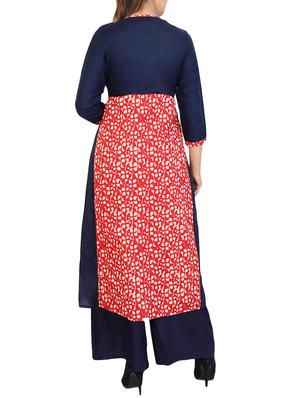 blue cotton straight kurta - 15106261 - Standard Image - 3