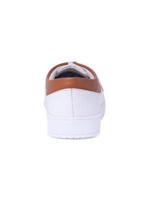 white leatherette lace up sneaker - 15106603 - Standard Image - 3