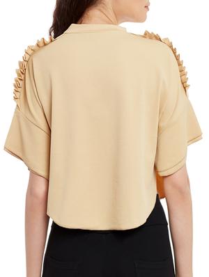 beige solid cape sleeved top - 15108552 - Standard Image - 3