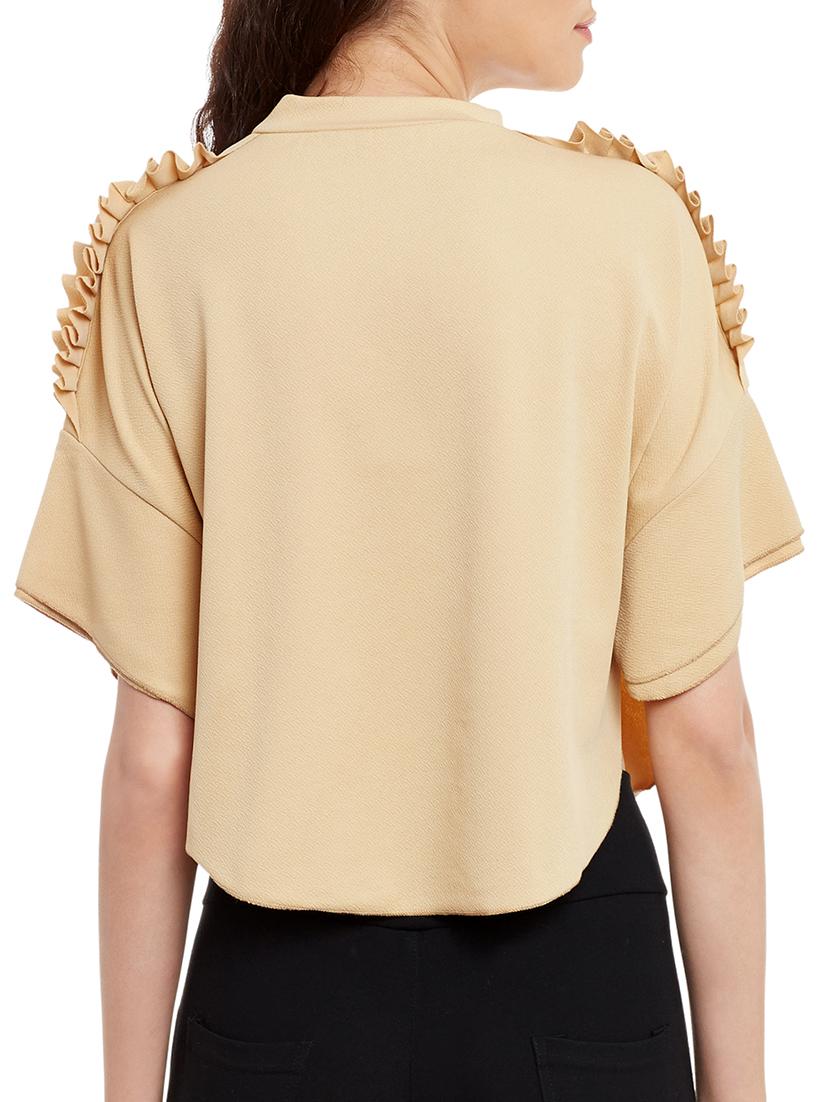 beige solid cape sleeved top - 15108552 - Zoom Image - 3