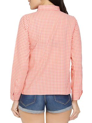cutout detail checkered shirt - 15108581 - Standard Image - 3
