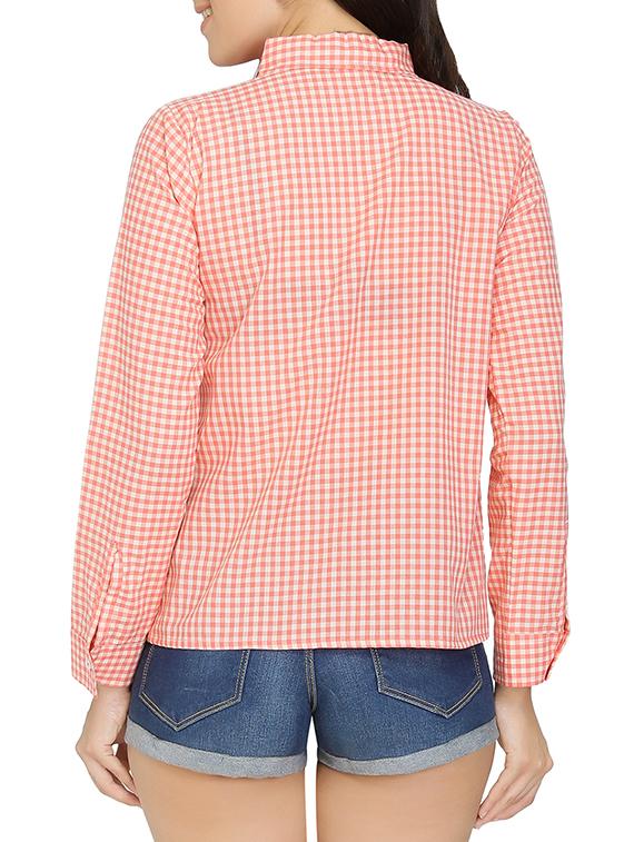 cutout detail checkered shirt - 15108581 - Zoom Image - 3