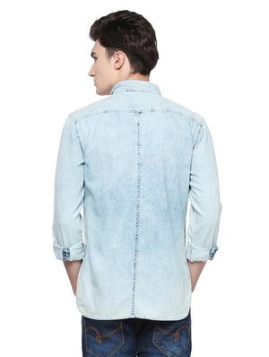 blue cotton casual shirt - 15109591 - Standard Image - 3