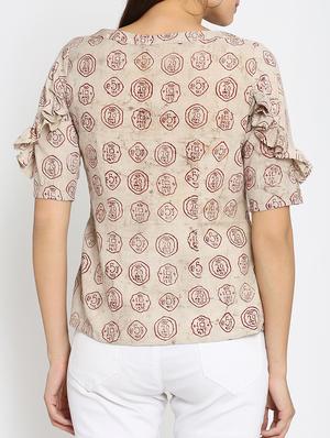 brown quirky printed cotton top - 15111062 - Standard Image - 3