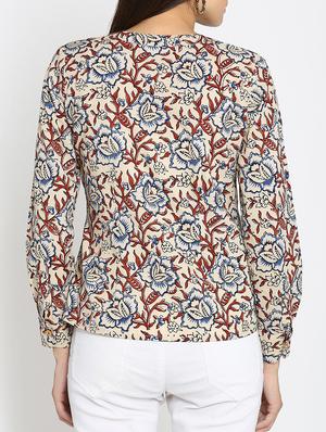brown floral cotton top - 15111066 - Standard Image - 3