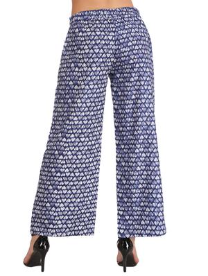 blue cotton straight palazzo - 15111071 - Standard Image - 3