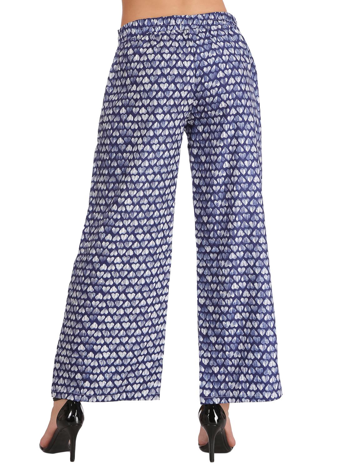 blue cotton straight palazzo - 15111071 - Zoom Image - 3