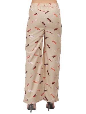 beige cotton straight palazzo - 15111073 - Standard Image - 3