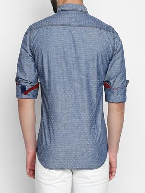 blue cotton casual shirt - 15111124 - Standard Image - 3