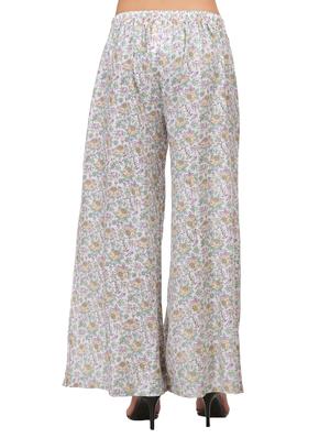 White floral flared palazzo - 15111315 - Standard Image - 3