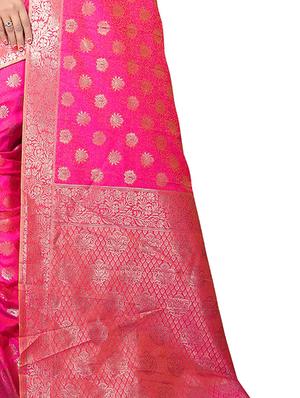 pink silk woven saree with blouse - 15111682 - Standard Image - 3