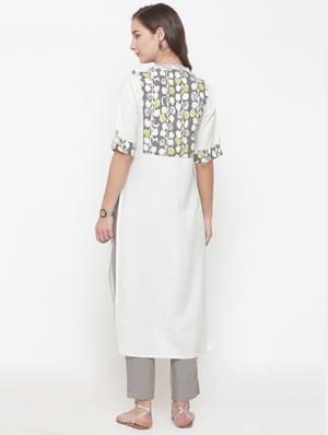 Printed yoke kurta with pant set - 15112688 - Standard Image - 3