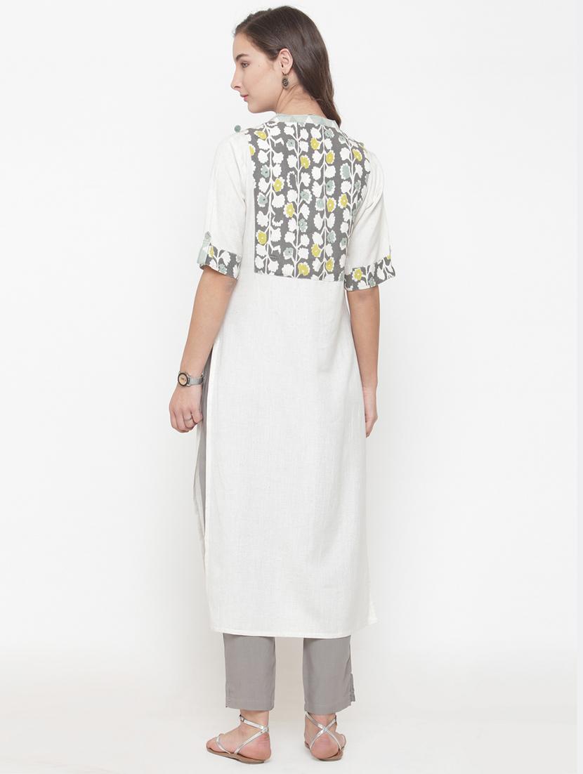 Printed yoke kurta with pant set - 15112688 - Zoom Image - 3