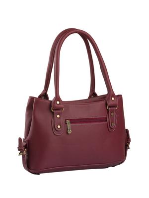 maroon leatherette (pu) combo handbag - 15112757 - Standard Image - 3