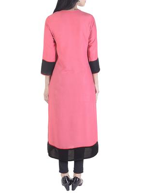 pink rayon straight kurta - 15113060 - Standard Image - 3