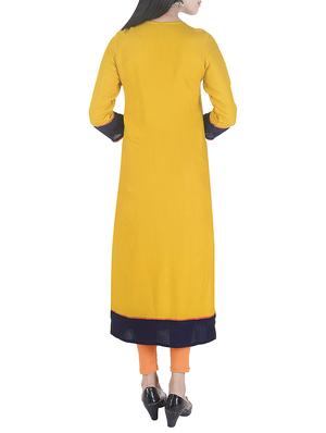 yellow rayon straight kurta - 15113061 - Standard Image - 3