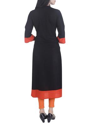 black rayon straight kurta - 15113065 - Standard Image - 3